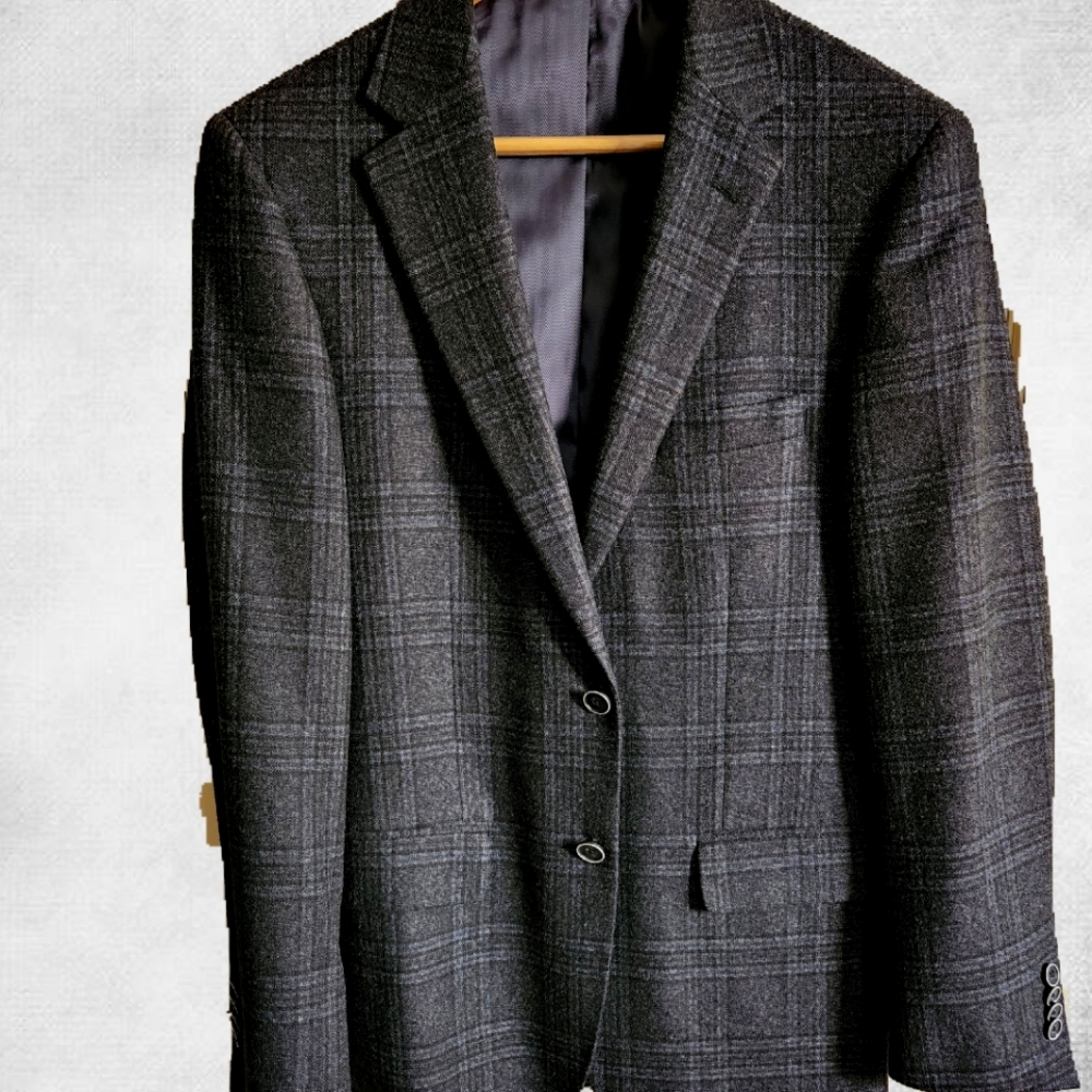 Joseph Abboud Grey Plaid Sport Coat 38R Slimfit